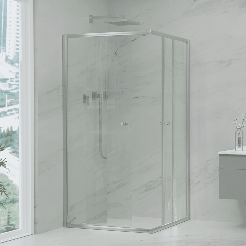 Convex Glass Showers Violet 6 Chrome 6mm Semi-Frameless Corner Entry Screens