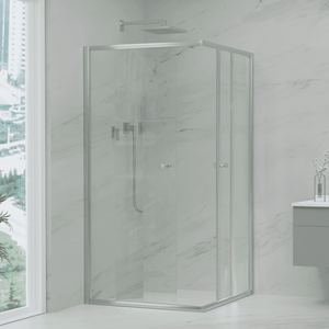 Convex Glass Showers Violet 6 Chrome 6mm Semi-Frameless Corner Entry Screens