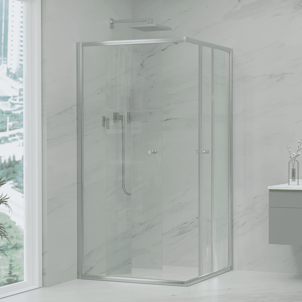 Convex Glass Showers Violet 6 Chrome 6mm Semi-Frameless Corner Entry Screens