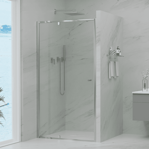 Convex Glass Showers Violet 6 Chrome 6mm Semi-Frameless Pivot Screen – Front only