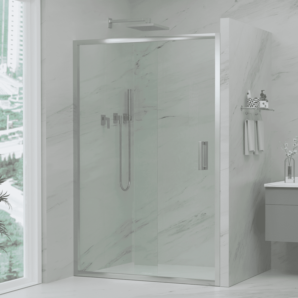 Convex Glass Showers Violet 6 Chrome 6mm Semi-Frameless Sliding Screen Front only