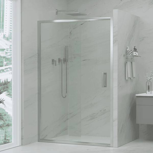 Convex Glass Showers Violet 6 Chrome 6mm Semi-Frameless Sliding Screen Front only