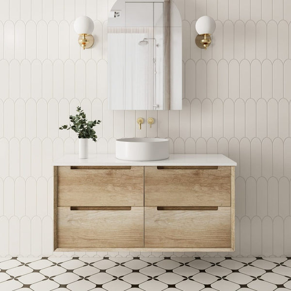 Convex Glass Vanities BRIGHTON 1200mm Natural Oak Wall Hung Vanity B-WH1200-OAK