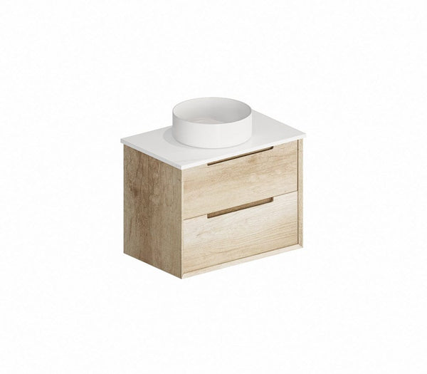Convex Glass Vanities BRIGHTON 750mm Natural Oak Wall Hung Vanity B-WH750-OAK