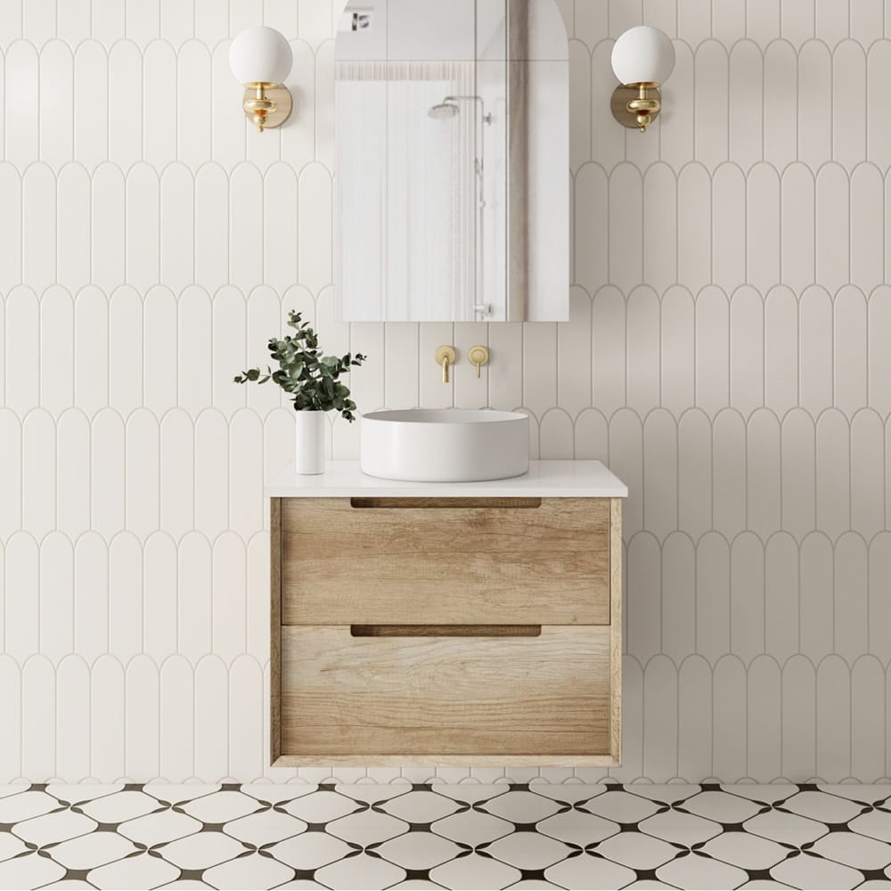 Convex Glass Vanities BRIGHTON 750mm Natural Oak Wall Hung Vanity B-WH750-OAK
