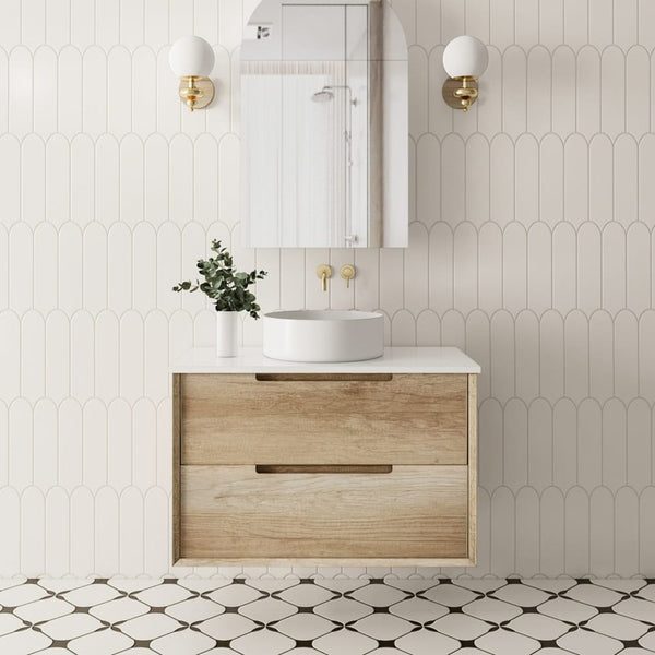 Convex Glass Vanities BRIGHTON 900mm Natural Oak Wall Hung Vanity B-WH900-OAK
