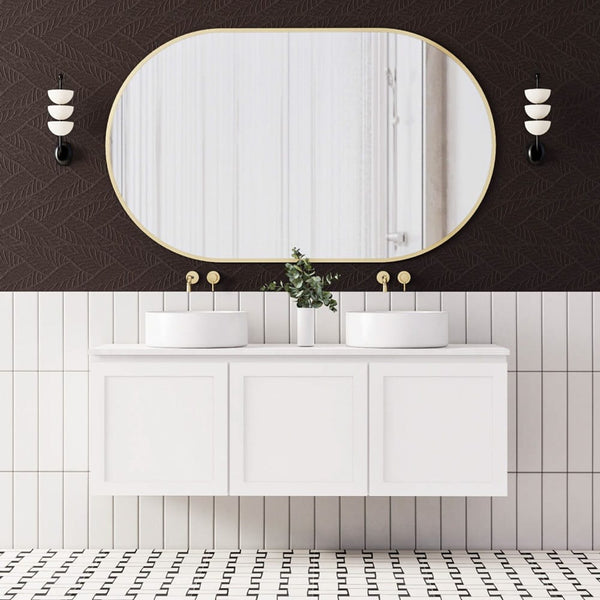 Convex Glass Vanities ELWOOD 1500mm Matte White Wall Hung Vanity EL-WH1500-MW Single / Double Bowls