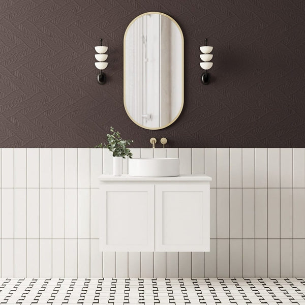 Convex Glass Vanities ELWOOD 750mm Matte White Wall Hung Vanity EL-WH750-MW