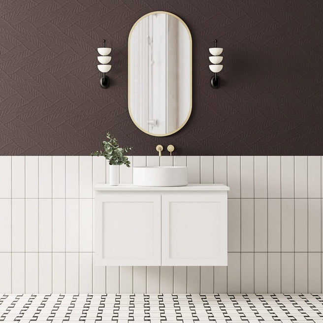 Convex Glass Vanities ELWOOD 900mm Matte White Wall Hung Vanity EL-WH900-MW