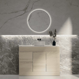 Convex Glass Vanities ERICA 1200mm Natural Oak Floor Standing Vanity E-FS1200