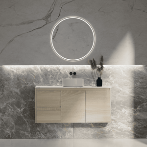Convex Glass Vanities ERICA 1200mm Natural Oak Wall Hung Vanity E-WH1200
