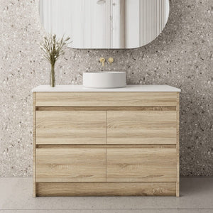 Convex Glass Vanities GLEN 1200mm Natural Oak Floor Standing Vanity GLEN-FS1200