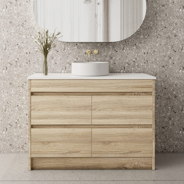 Convex Glass Vanities GLEN 1200mm Natural Oak Floor Standing Vanity GLEN-FS1200