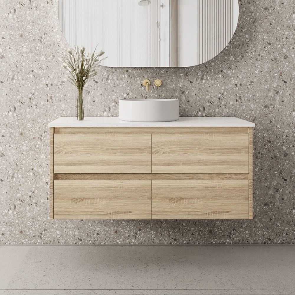 Convex Glass Vanities GLEN 1200mm Natural Oak Wall Hung Vanity GLEN-WH1200