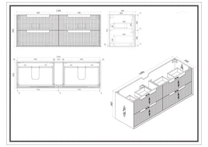 Convex Glass Vanities GLEN 1500mm Natural Oak Wall Hung Vanity GLEN-WH1500 Single / Double Bowls