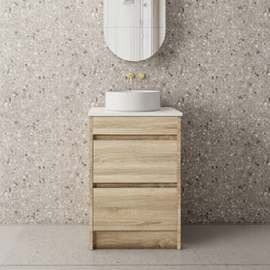 Convex Glass Vanities GLEN 600mm Natural Oak Floor Standing Vanity GLEN-FS600