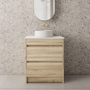Convex Glass Vanities GLEN 750mm Natural Oak Floor Standing Vanity GLEN-FS750