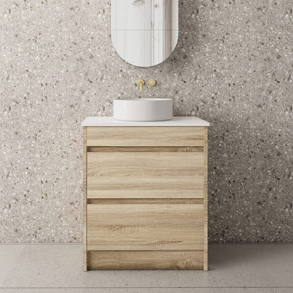Convex Glass Vanities GLEN 750mm Natural Oak Floor Standing Vanity GLEN-FS750