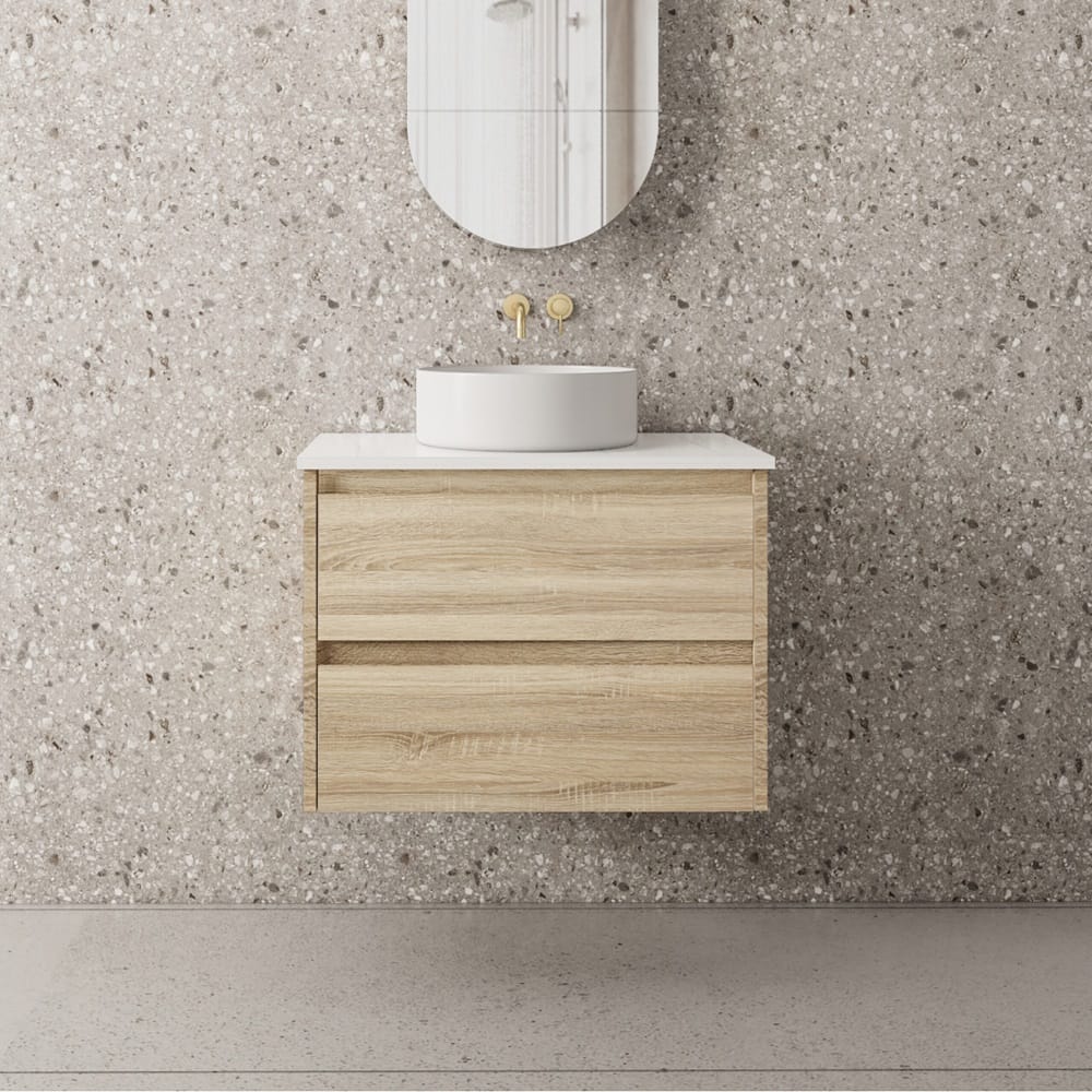 Convex Glass Vanities GLEN 750mm Natural Oak Wall Hung Vanity GLEN-WH750