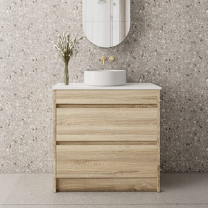 Convex Glass Vanities GLEN 900mm Natural Oak Floor Standing Vanity GLEN-FS900