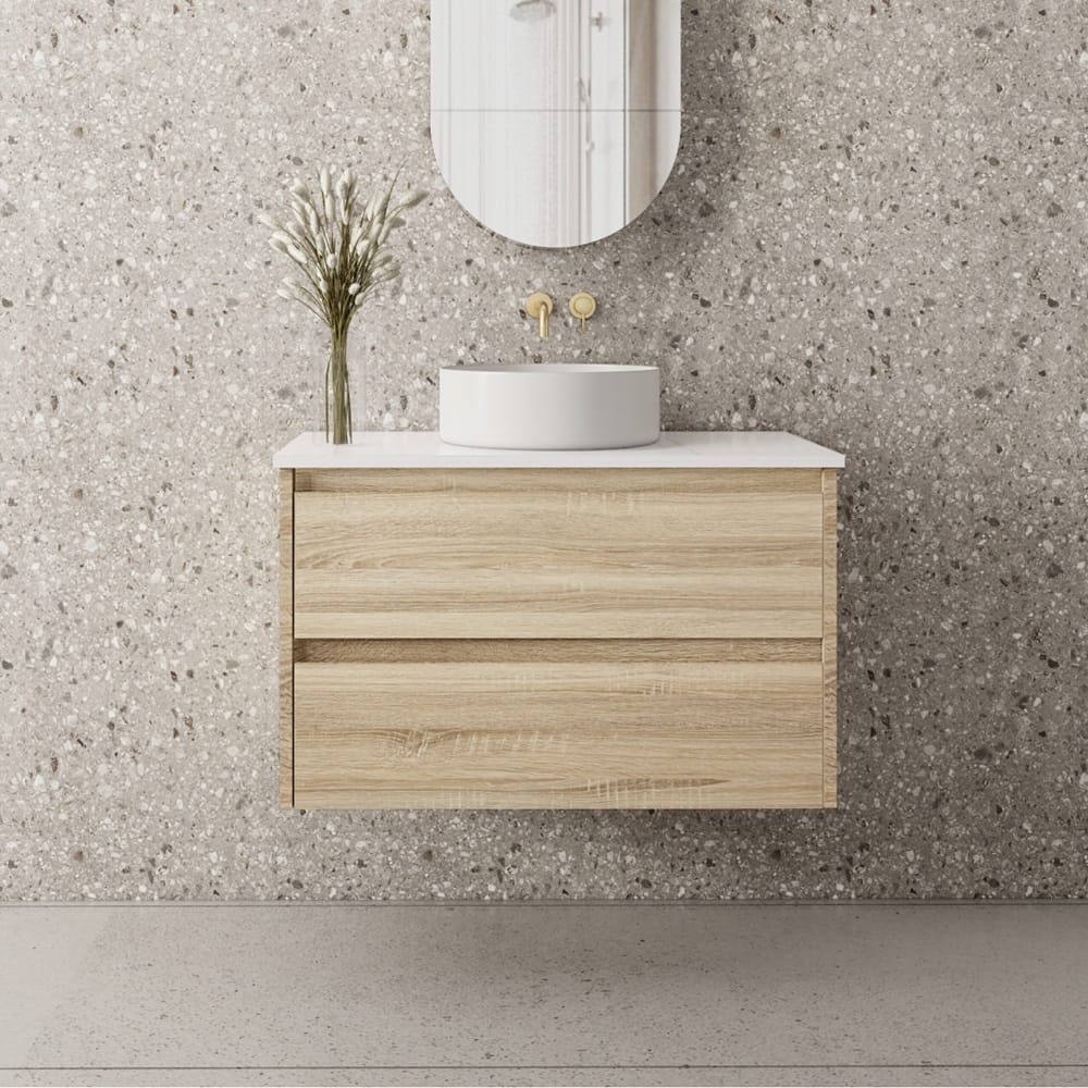 Convex Glass Vanities GLEN 900mm Natural Oak Wall Hung Vanity GLEN-WH900
