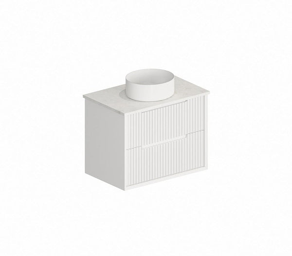 Convex Glass Vanities MORNINGTON 750mm Matte White Wall Hung Fluted Vanity M-WH750-MW