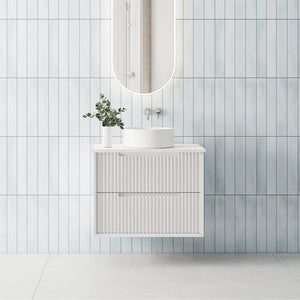 Convex Glass Vanities MORNINGTON 750mm Matte White Wall Hung Fluted Vanity M-WH750-MW