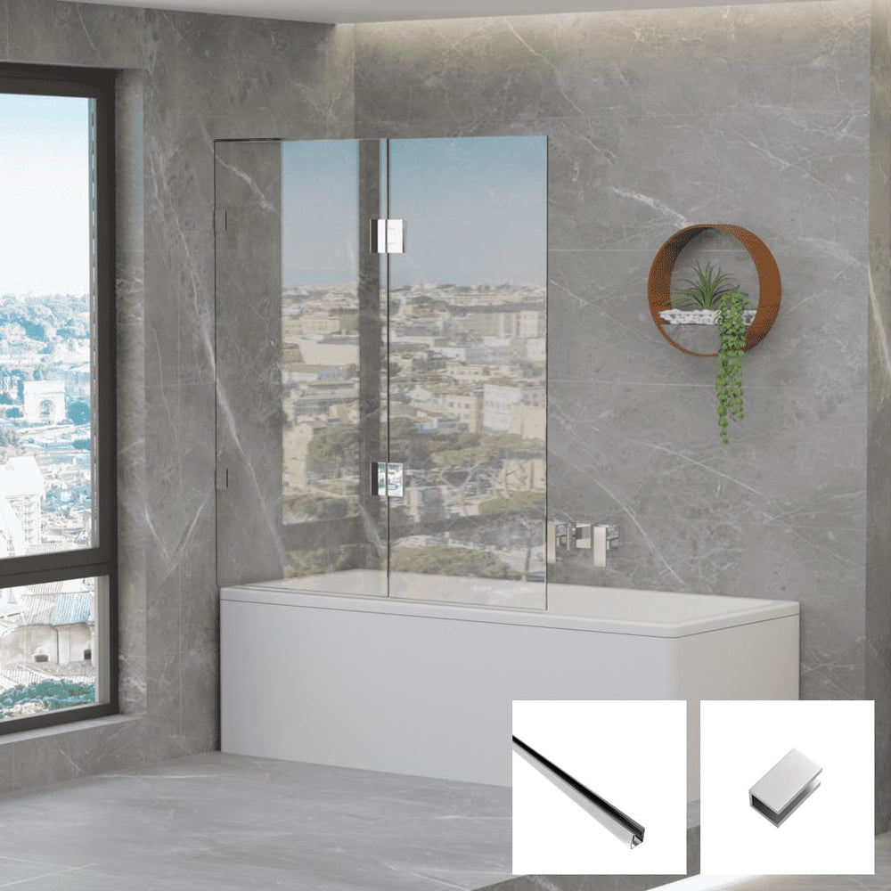 Convex Glass Violet 10 10mm Frameless Fixed & Swing Bath Screen V10-B-FS - Chrome