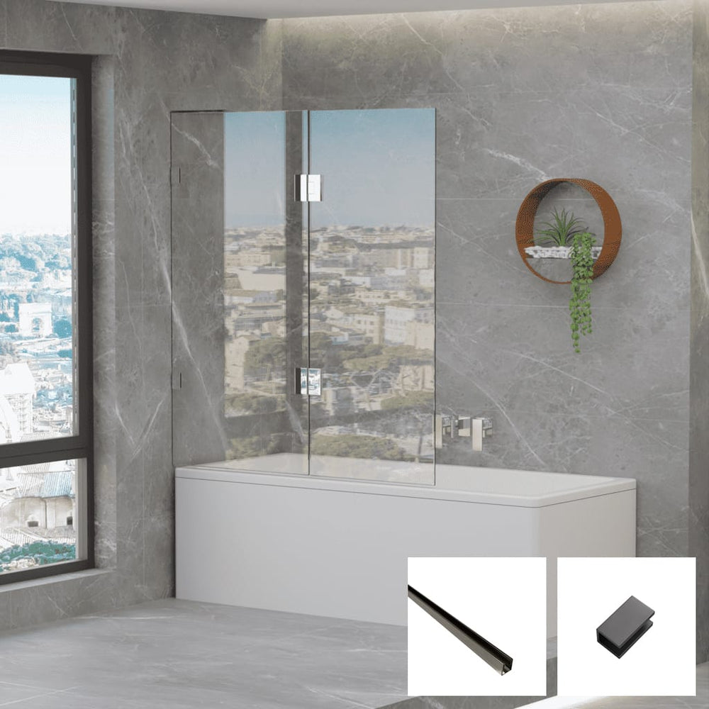 Convex Glass Violet 10 10mm Frameless Fixed & Swing Bath Screen V10-B-FS - Gun Metal