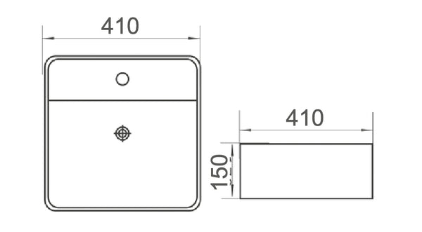 WB4014W COCO Wall Hung Basin with Brackets 410x410x150MM