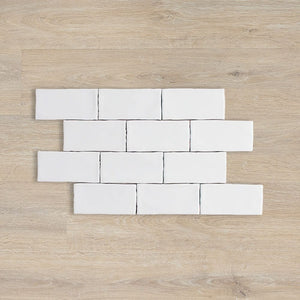 DSS Tile DS0007	LODGE SUBWAY WAVY EDGE MATT WHITE WALL 75X150MM 07WAW1M