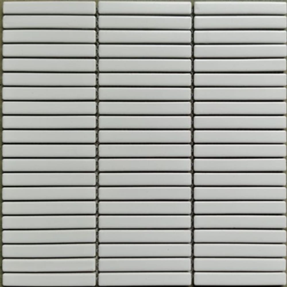 DSS Tile DSS0210 JAPANESE TRACES PLAIN WHITE MATT MOSAIC 12.8X95 ON 292.5X296