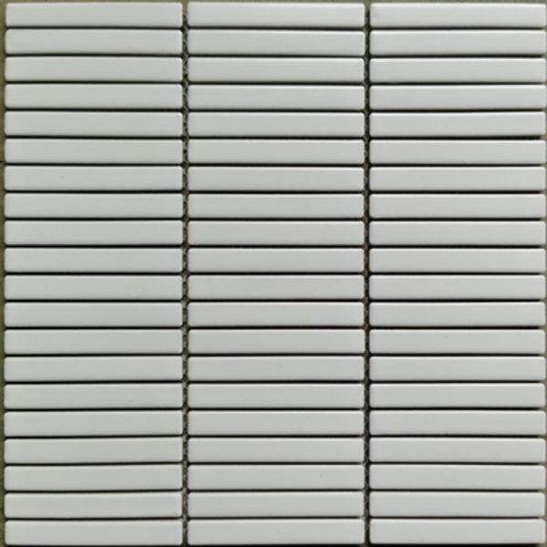 DSS Tile DSS0210 JAPANESE TRACES PLAIN WHITE MATT MOSAIC 12.8X95 ON 292.5X296