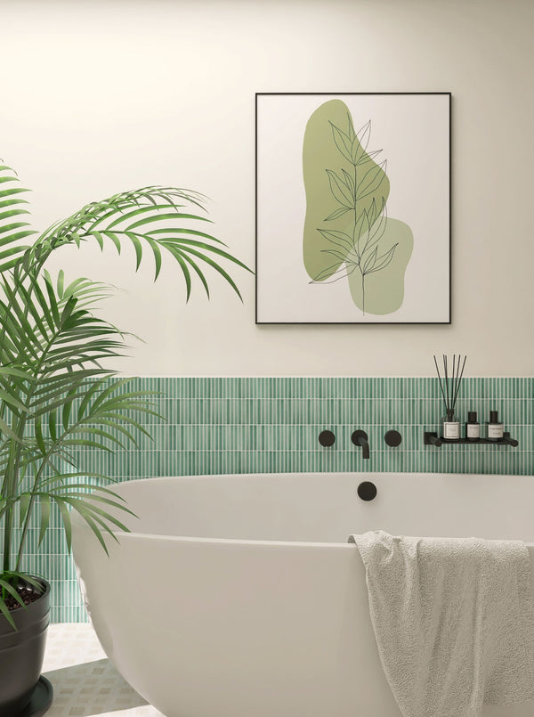 DSS Tile DSS0216 JAPANESE TRACES LEAF GREEN MIX MOSAIC 12X92X8MM ON 284X298MM