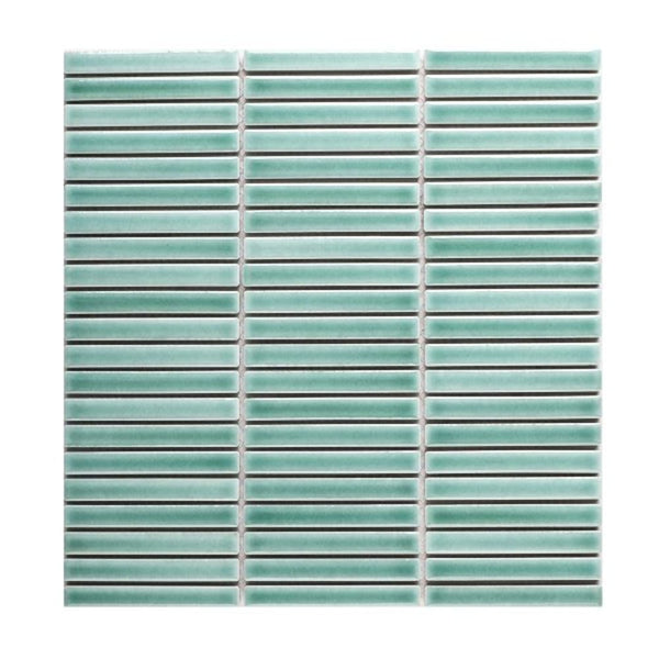 DSS Tile DSS0216 JAPANESE TRACES LEAF GREEN MIX MOSAIC 12X92X8MM ON 284X298MM