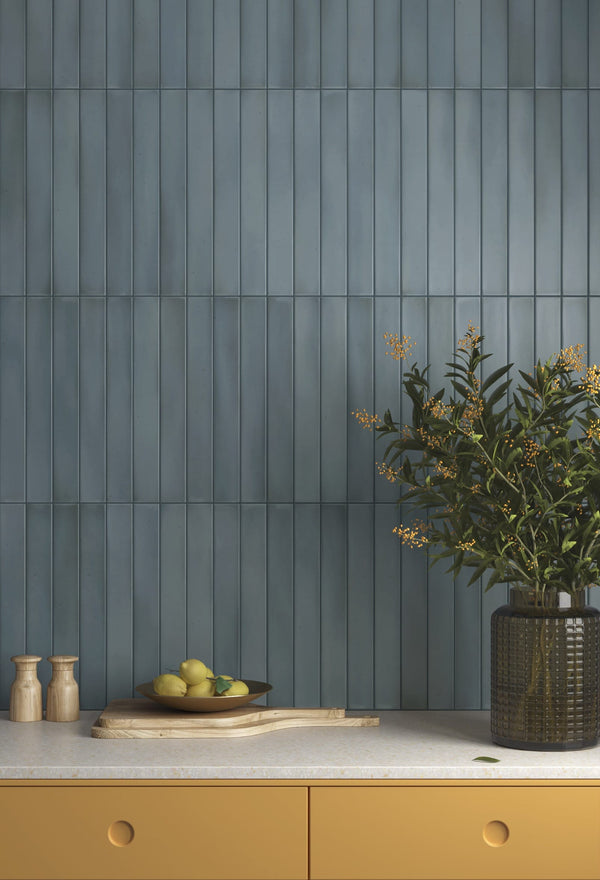 DSS Tile EQU0114 MASSIMO SMOKE BLUE SATIN SUBWAY 50X400MM 31576 Made in Spain