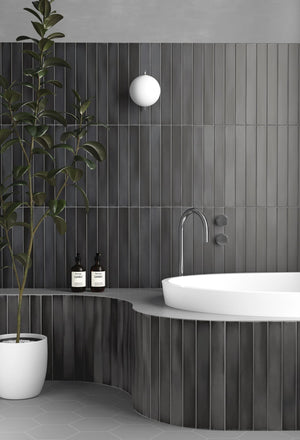 DSS Tile EQU0116 MASSIMO DARK BLACK SATIN SUBWAY 50X400MM 31578 Made in Spain