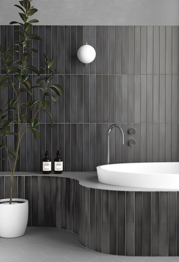 DSS Tile EQU0116 MASSIMO DARK BLACK SATIN SUBWAY 50X400MM 31578 Made in Spain