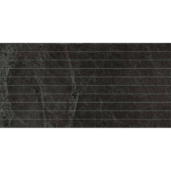 DSS Tile MAC0077 PIETRA BLACK STRIP MOSAIC 28X600MM STRIPS 300X600X10M PT04M4