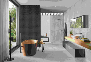 DSS Tile MAC0085 PIETRA BLACK TUMBLE MOSAIC 48X48 298X298MM PT04M7