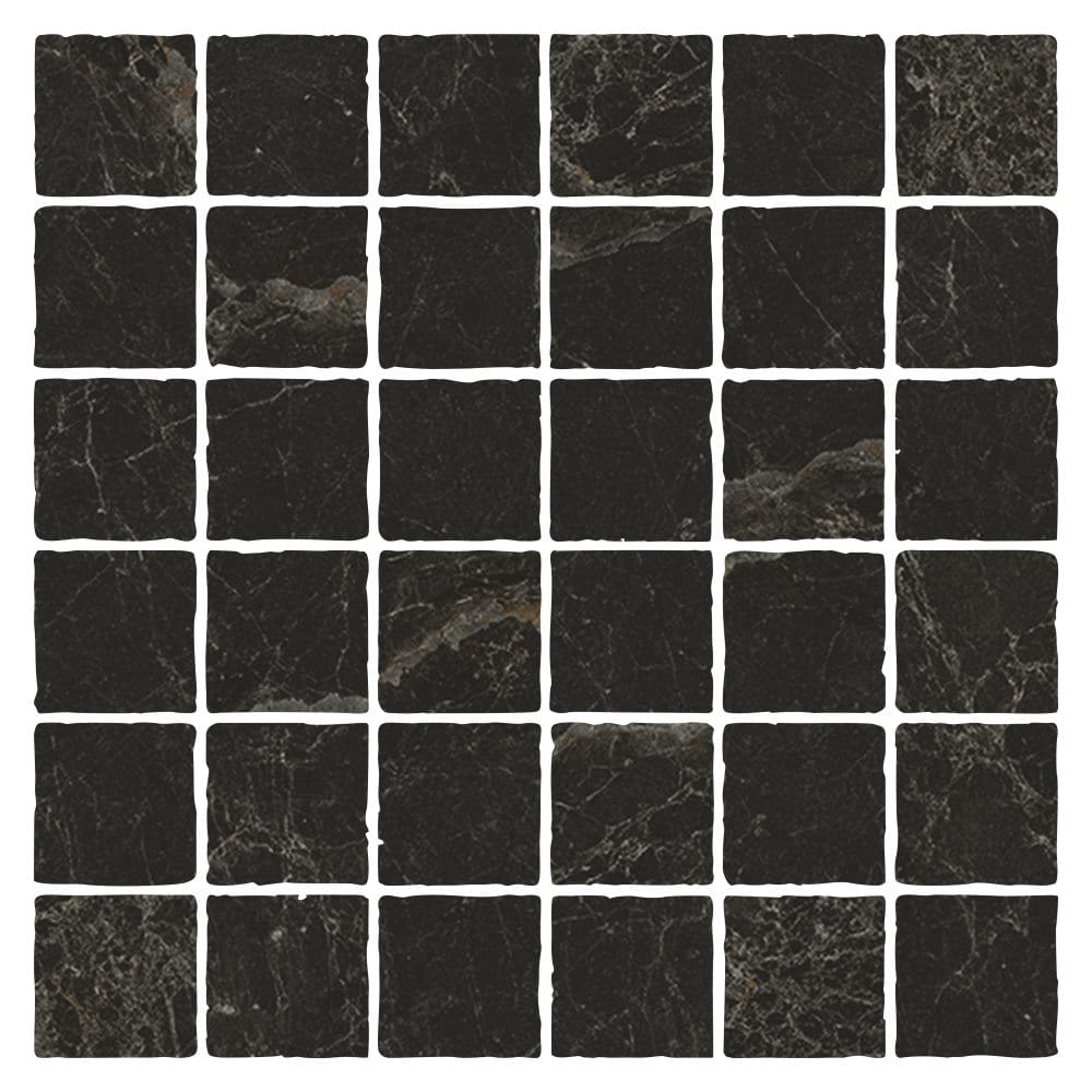 DSS Tile MAC0085 PIETRA BLACK TUMBLE MOSAIC 48X48 298X298MM PT04M7