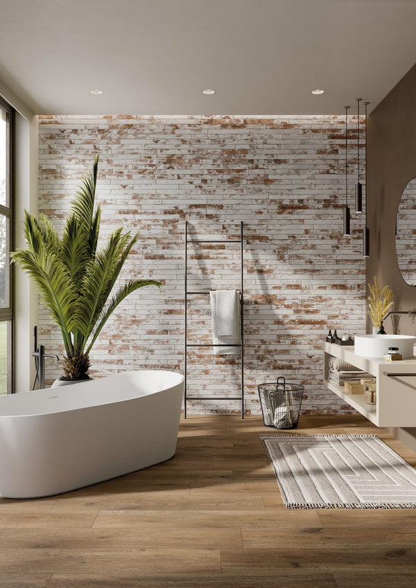 DSS Tile RON0017 HARLEM RED WHITE BRICK SUBWAY 48X450MM J92497