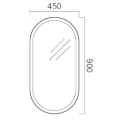 ECT simple MIRO Eclipse459 Oval Anti Fog LED Mirror 450 x 900mm