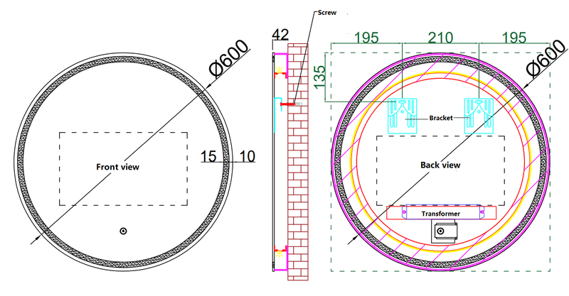 MIRO Eclipse600	Round Anti Fog LED Mirror 600mm