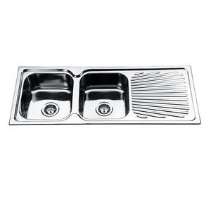 ECT Sinks SS FF118SQ DANTE Double Bowl with Drainer