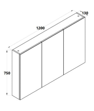 ECT Vanities MIRO 120P BELLA Pencil Edge Mirror Shaving Cabinet Gloss White 1200x750x130mm