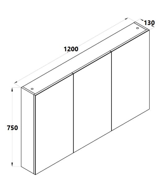 ECT Vanities MIRO 120P BELLA Pencil Edge Mirror Shaving Cabinet Gloss White 1200x750x130mm