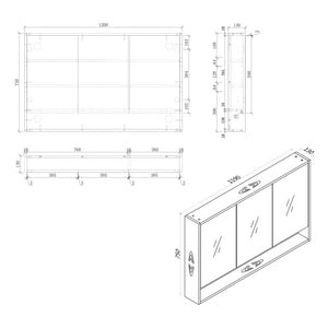 ECT Vanities MIRO BONDI120 BONDI 1200x130x590mm Mirror Shaving Cabinet