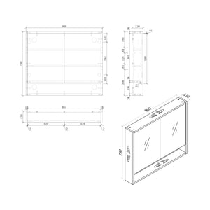 ECT Vanities MIRO BONDI90 BONDI 900x130x590mm Mirror Shaving Cabinet