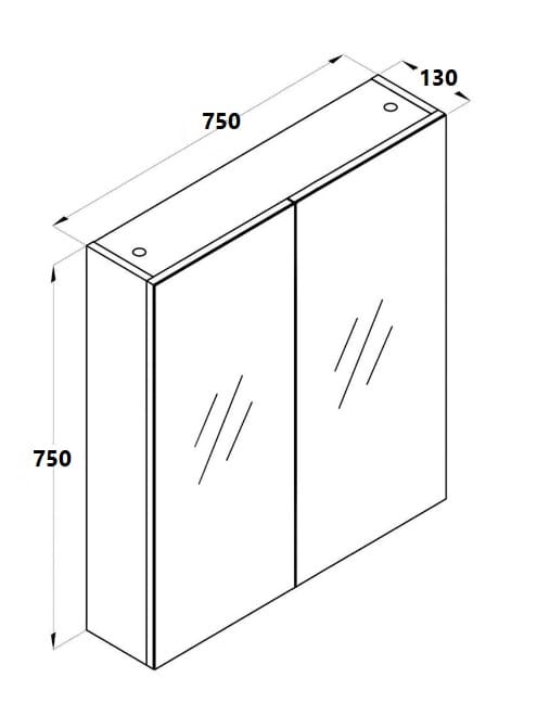 MIRO NUTRO75 NUTRO Light Oak Mirror Shaving Cabinet 750x750x130mm